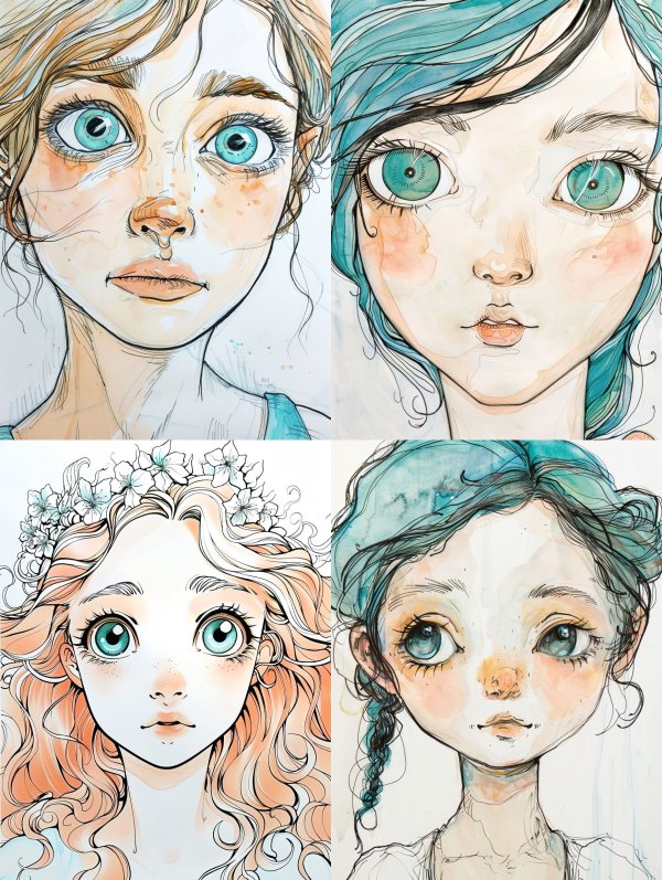 Ethereal Watercolor Gaze Portrait