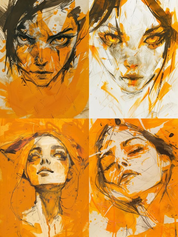 Amber Ink Expressionist Portrait