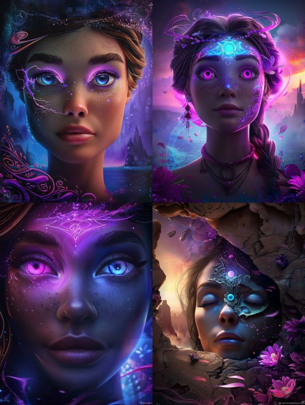 Celestial Neon Dream Portrait