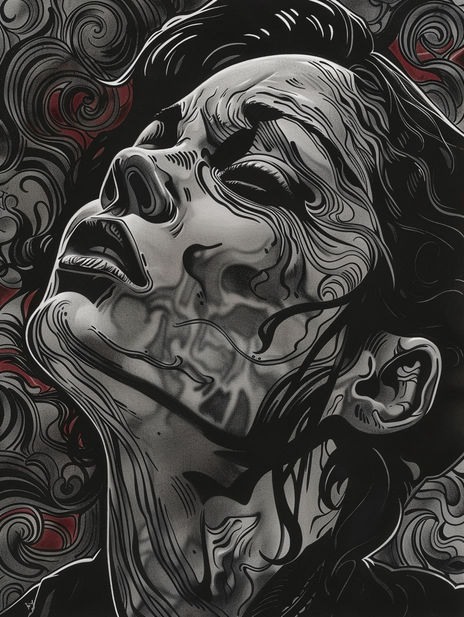 Dark Surrealist Crimson Portrait