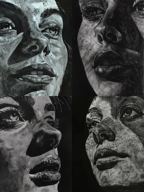 Gritty Monochrome Ink Portrait