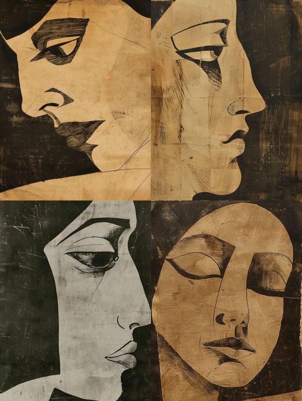 Abstract Ink Portrait Study