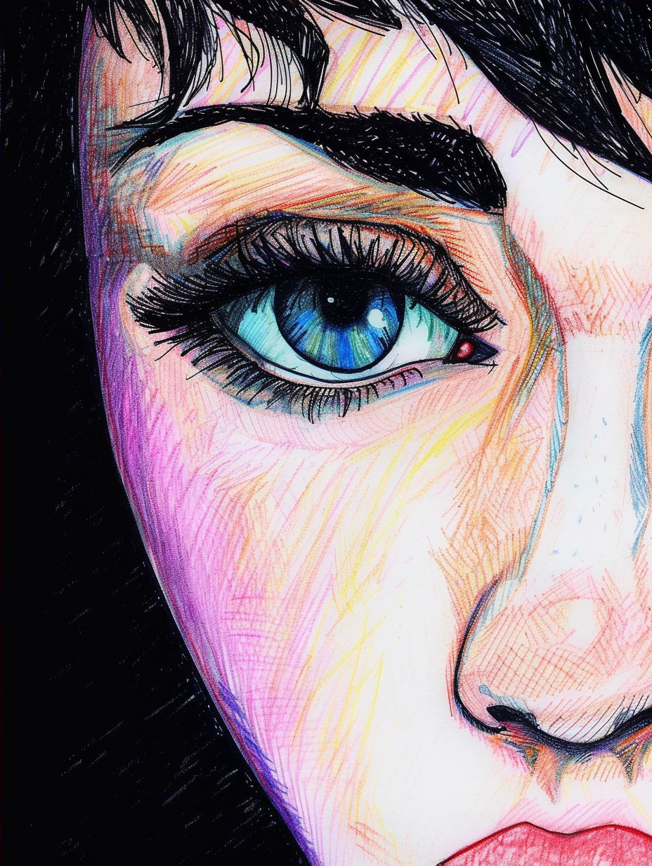 Neon Prism Portrait Sketch
