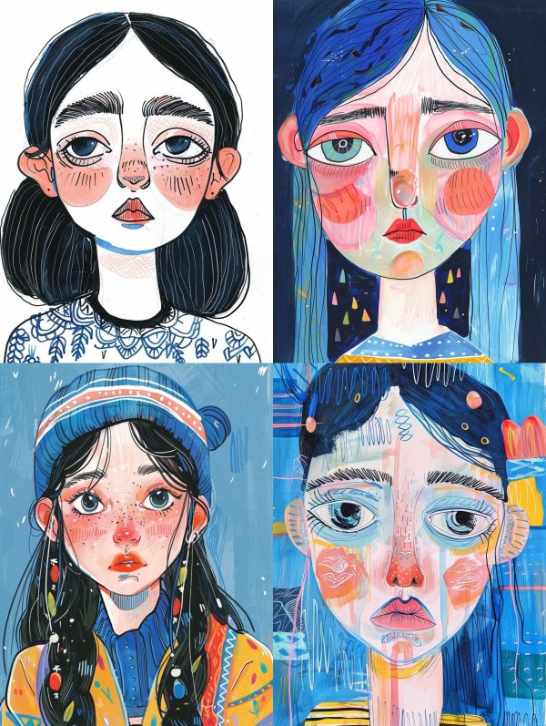 Whimsical Ink Portrait Study