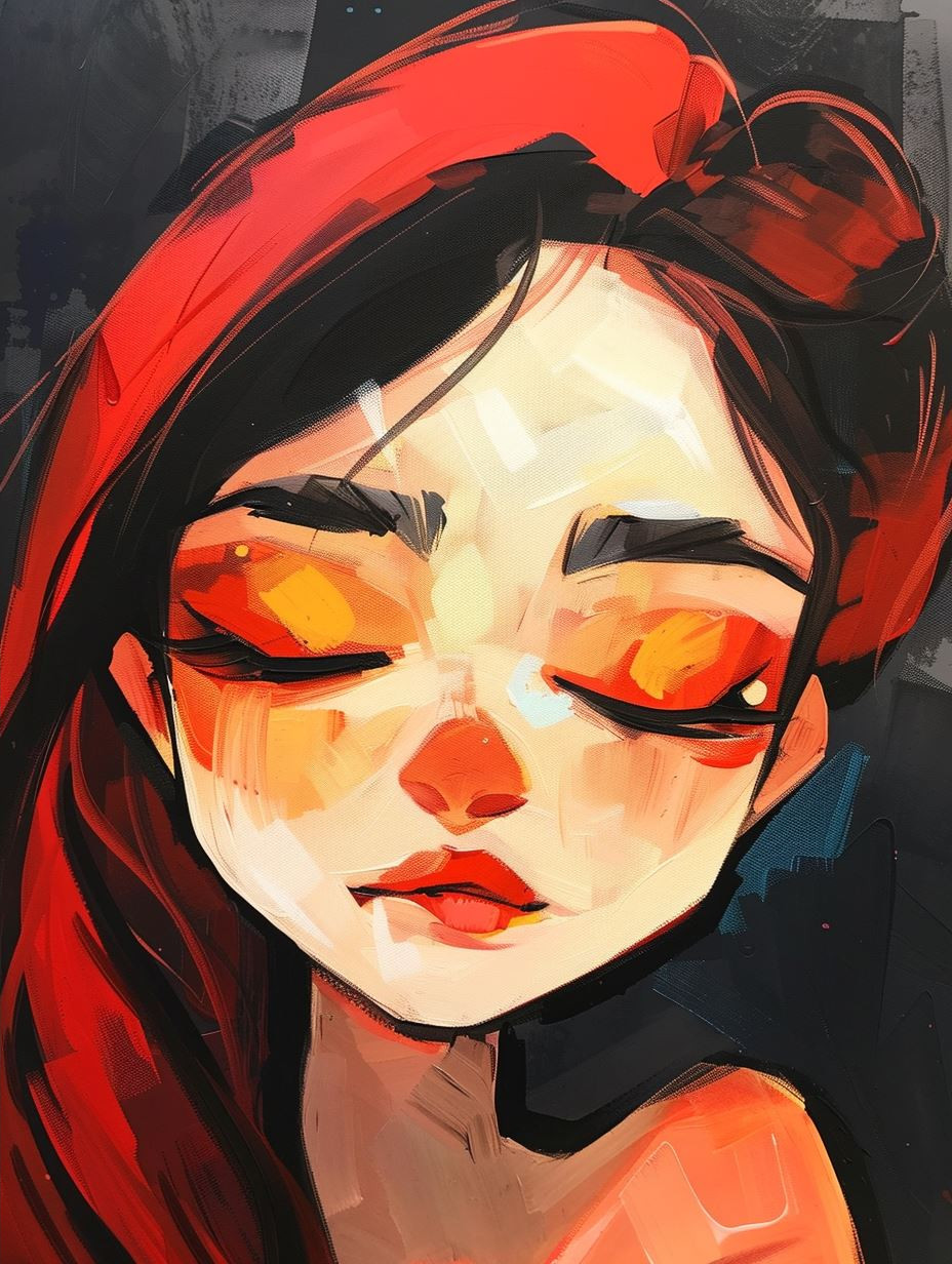 Crimson Brushstroke Muse