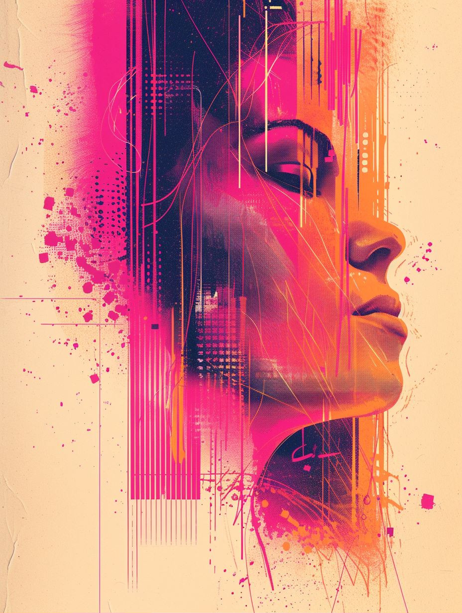 Neon Glitch Portrait Synthesis