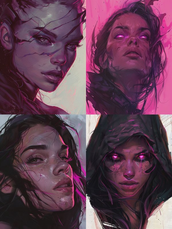 Fractured Neon Cybernetic Portrait