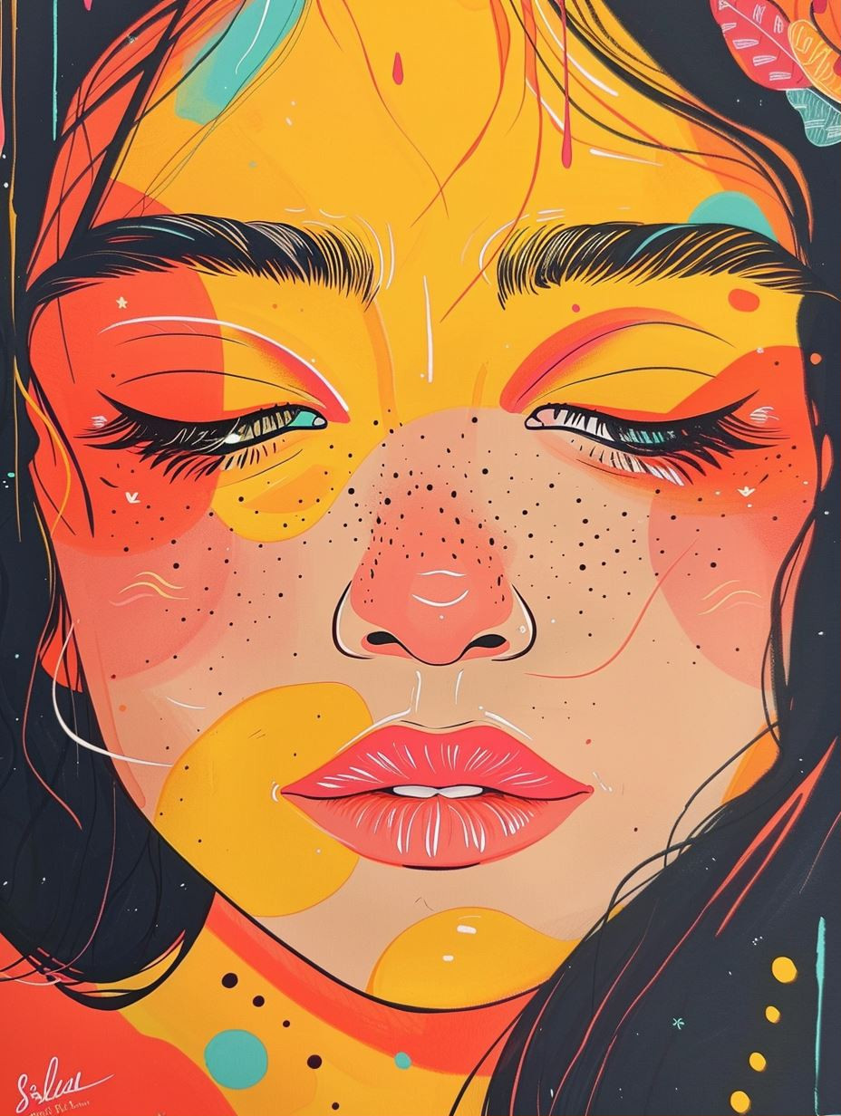 Vibrant Psychedelic Portrait Study