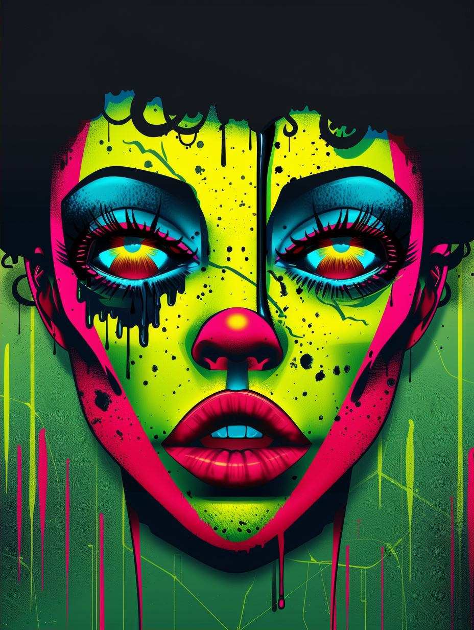 Neon Psychedelic Pop Art Portrait