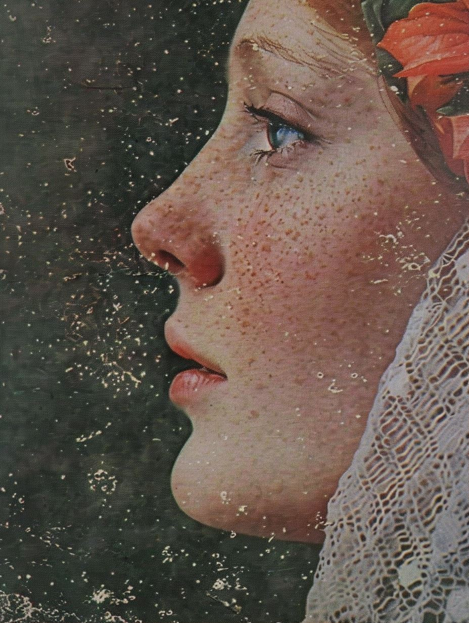 Vintage Freckled Portrait in Lace