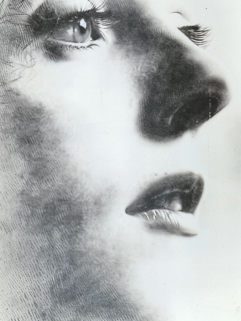 Ethereal Charcoal Fragmented Portrait