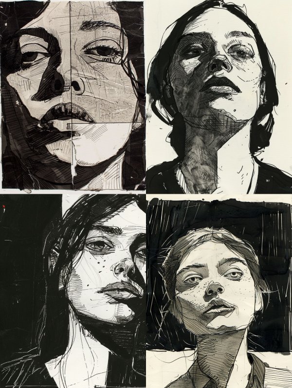 Fragmented Ink Portrait Study