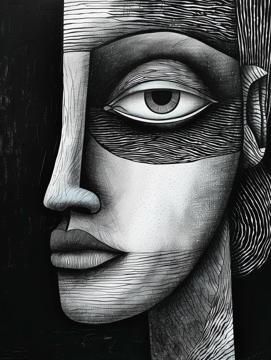 Monochrome Stipple Portrait Study