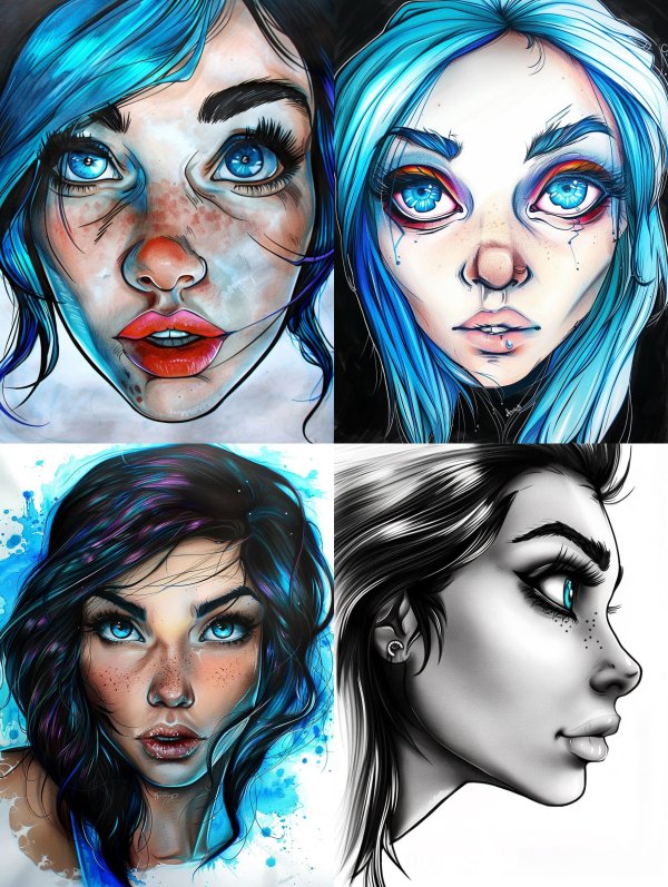 Ethereal Blue Gaze Portraits