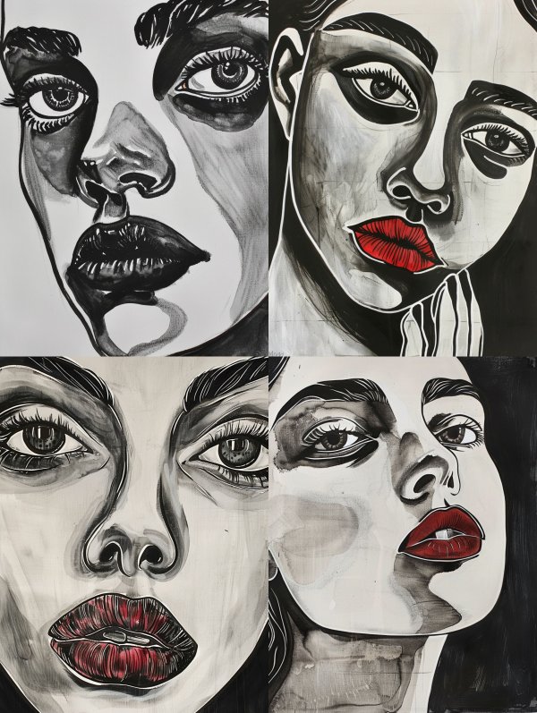 Abstract Monochrome Facial Expressions