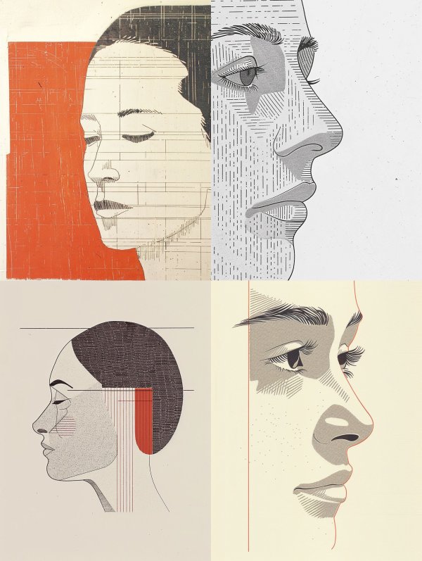 Crimson Grid Portrait