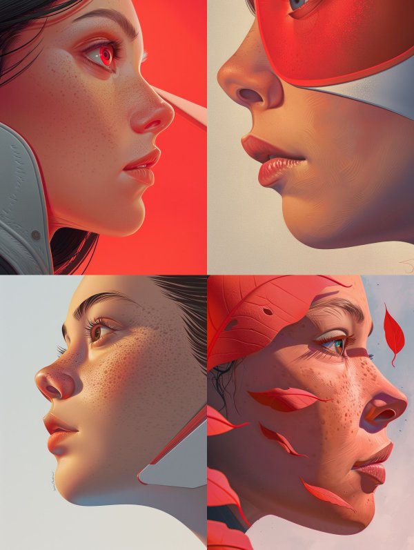 Crimson Gaze Cybernetic Portrait