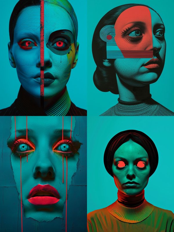 Cybernetic Duality in Neon Blue