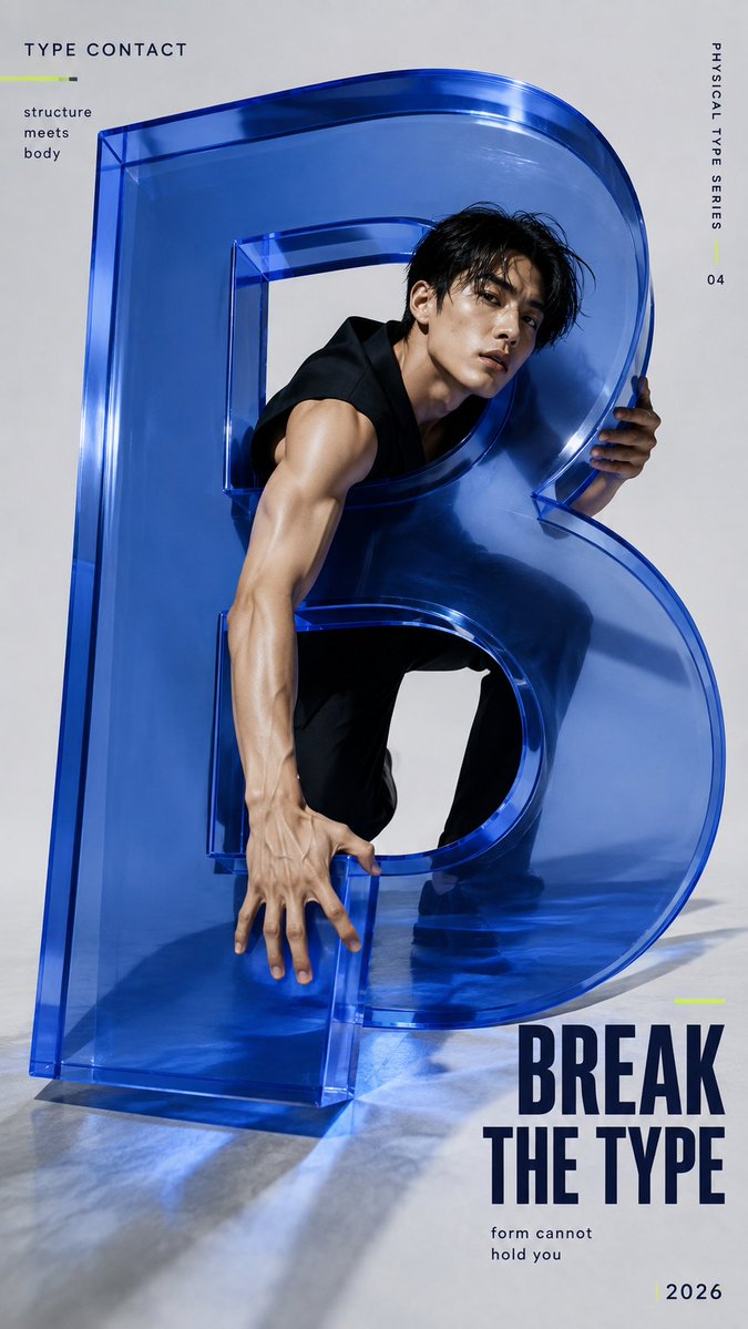 Create a 9:16 high-fashion editorial poster where one per...