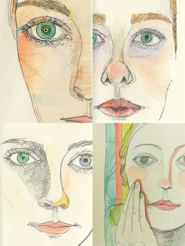 Ethereal Ink and Watercolor Portraits