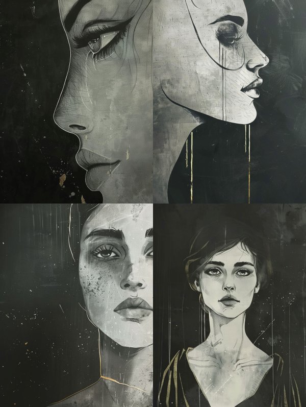 Melancholy Gaze in Monochrome