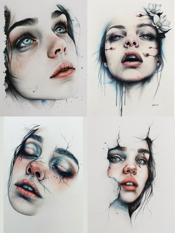 Ethereal Gaze in Watercolor Ink