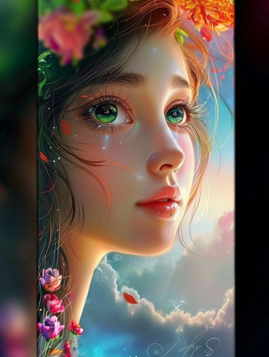 Ethereal Bloom Dreamscape Portrait