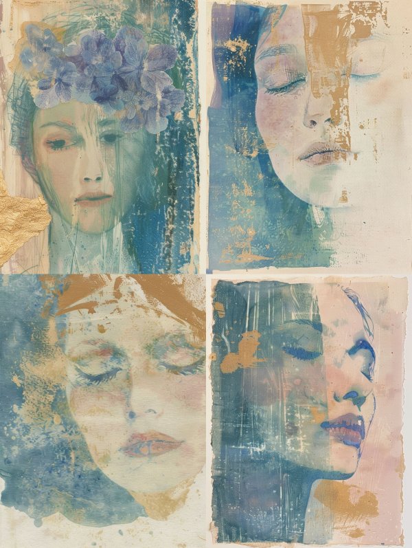 Ethereal Bloom Mixed Media Portrait