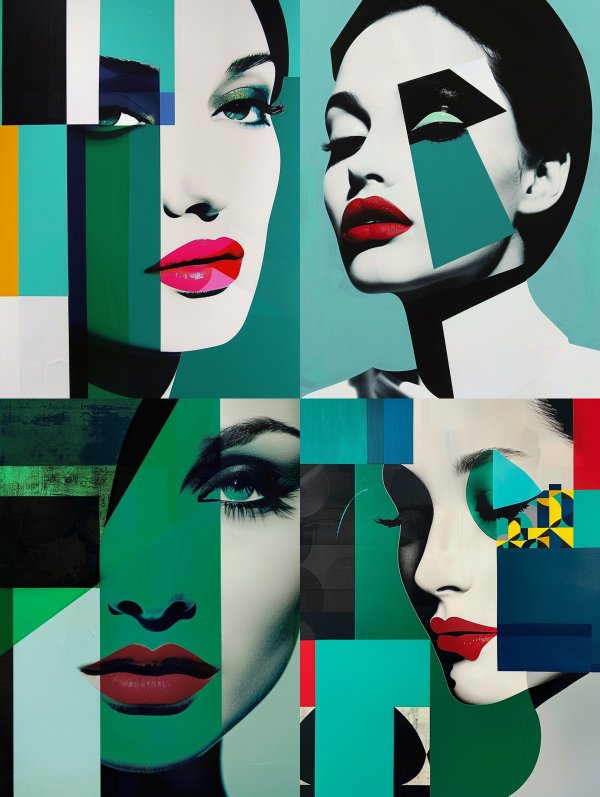 Fragmented Neon Portrait Study