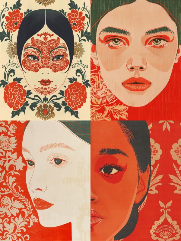 Crimson Floral Portraiture Series