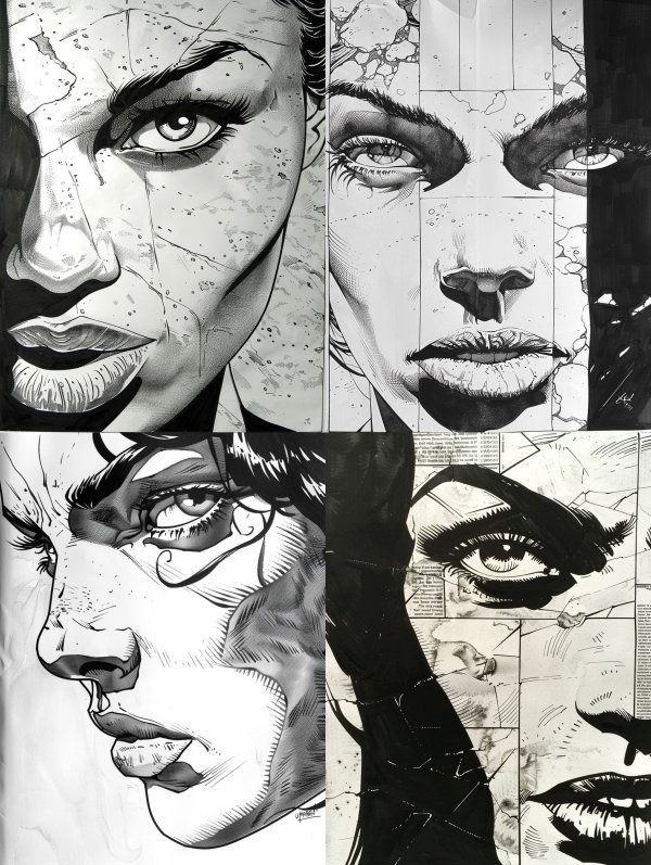 Fractured Porcelain Noir Portrait