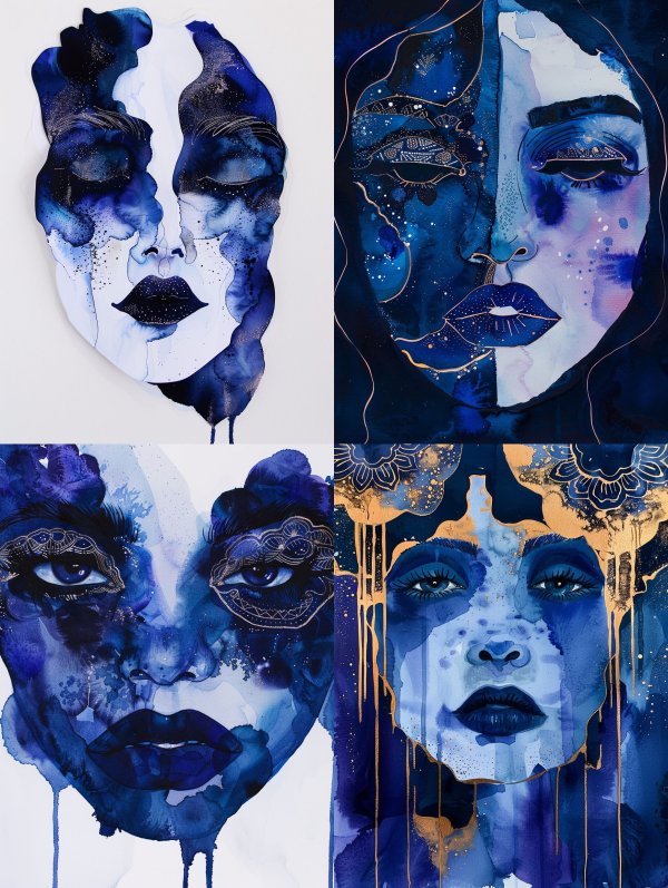 Celestial Indigo Fluid Portrait