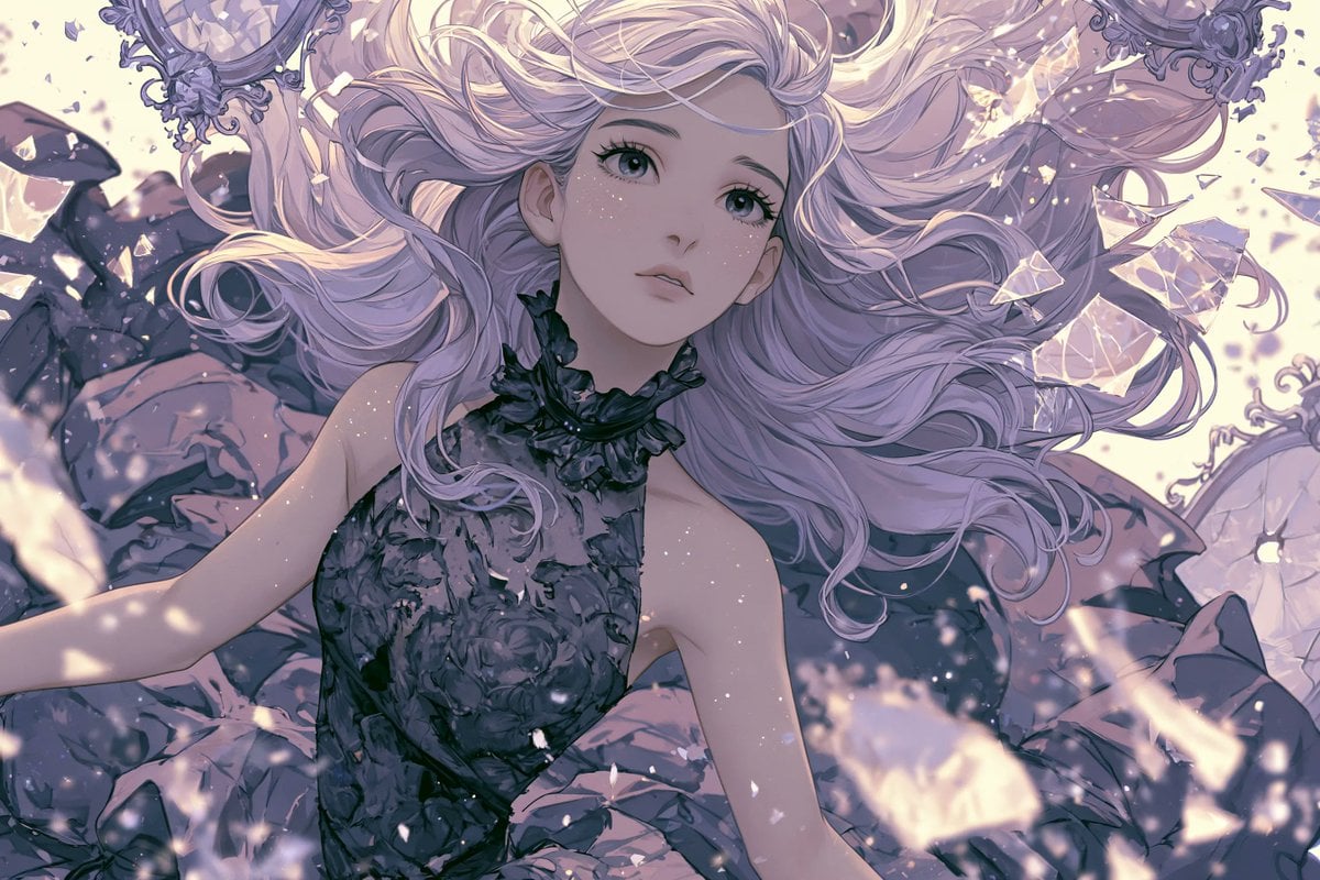 Dark shoujo anime style, [Subject] with delicate features... - alternate