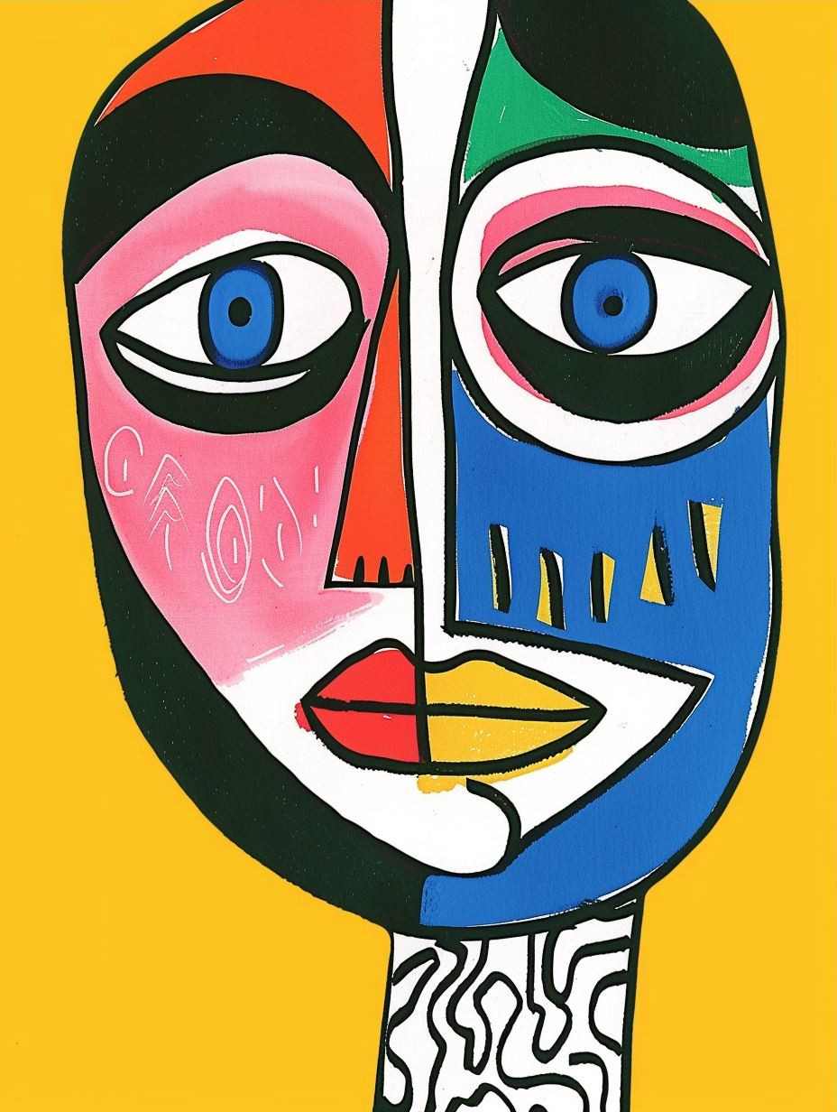 Vibrant Neo-Expressionist Abstract Portrait