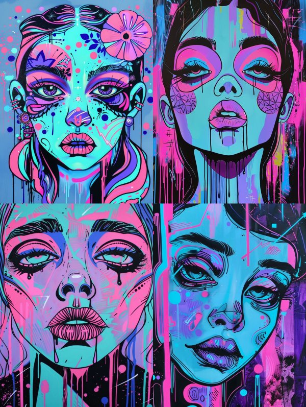 Neon Psychedelic Portrait Fusion