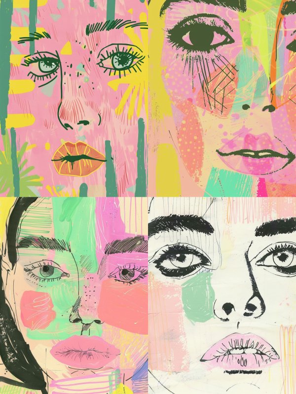 Abstract Neon Portrait Collage