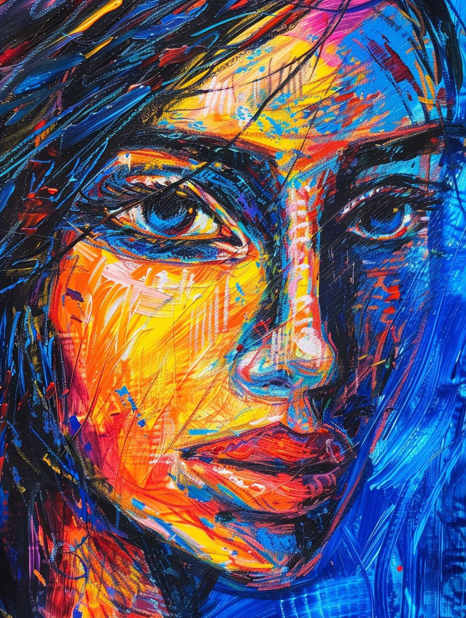 Vibrant Impasto Emotional Portrait