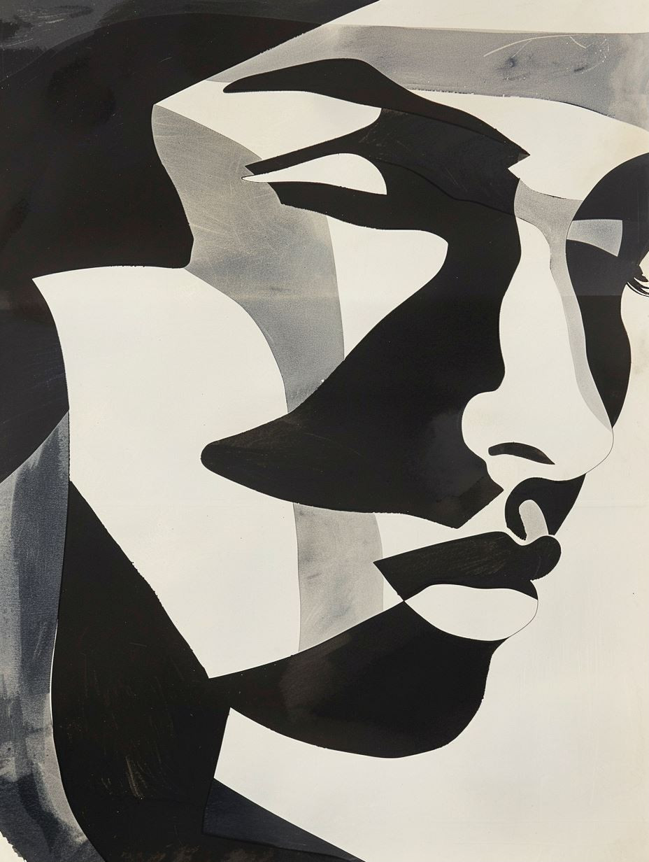 Abstract Monochromatic Facial Study