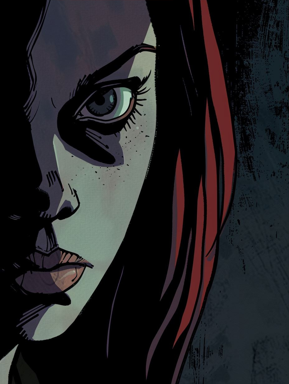 Noir Crimson Graphic Portrait