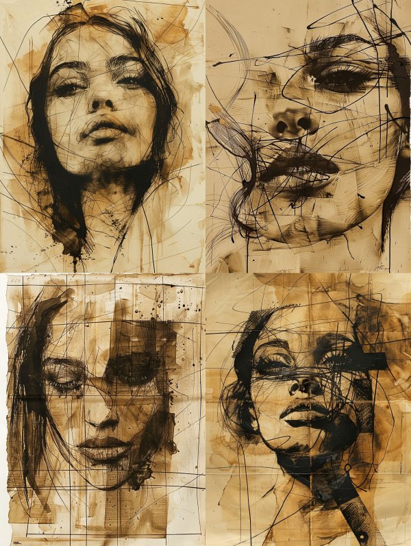 Abstract Ink Portraiture Study