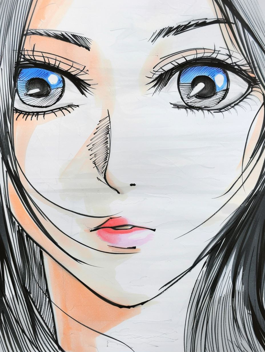 Melancholic Ink Anime Portrait