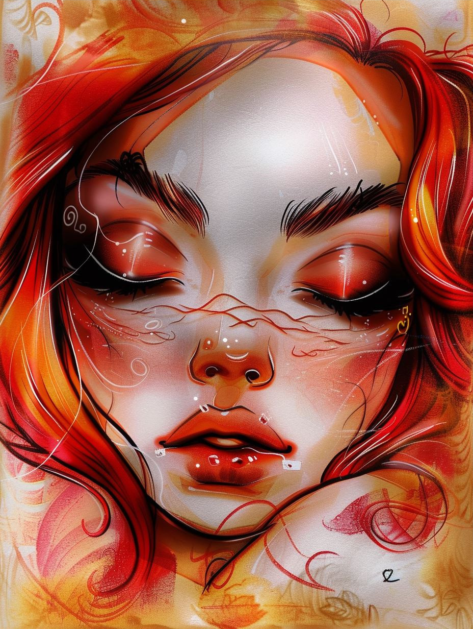 Ethereal Crimson Flame Portrait - Image 3