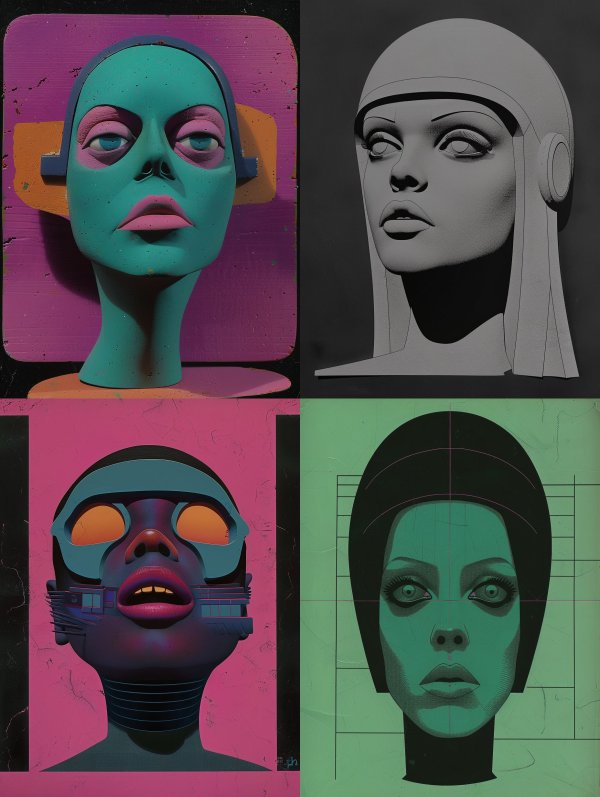 Neon Surrealist Sculpted Visage