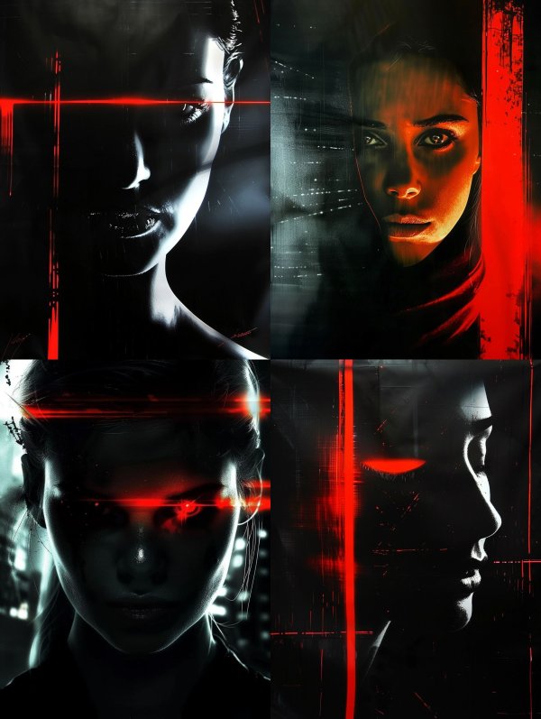 Crimson Glitch Cybernetic Portrait