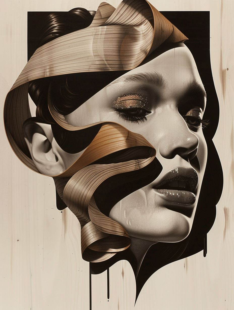 Surrealist Monochrome Fluid Portrait
