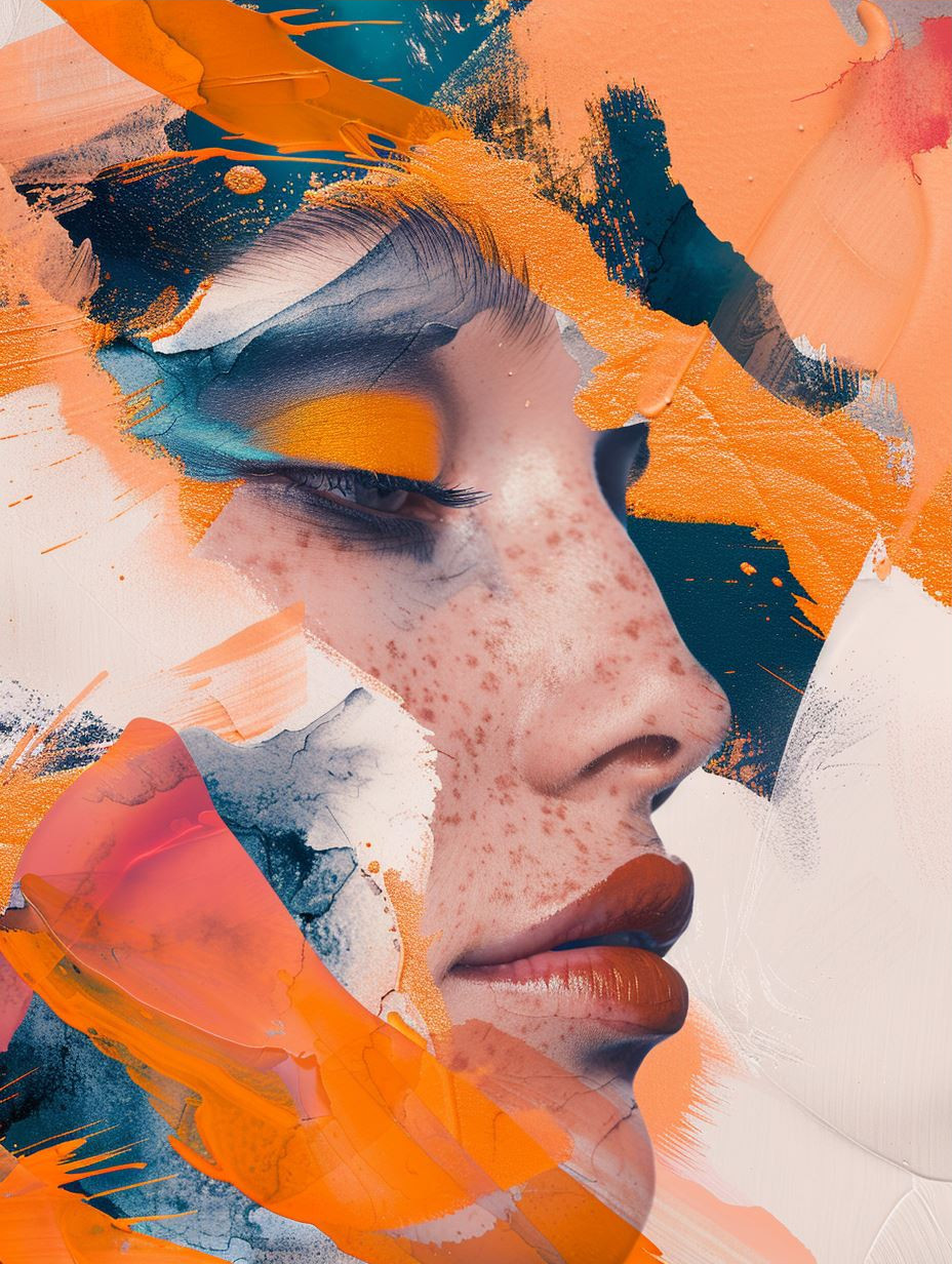 Fragmented Neon Portrait Study
