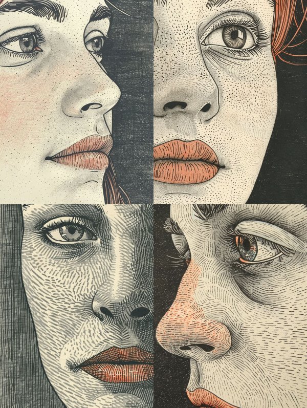 Stippled Portrait of Quiet Contemplation