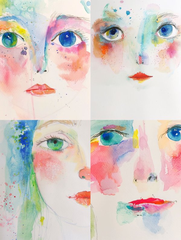Prismatic Watercolor Dream Portrait