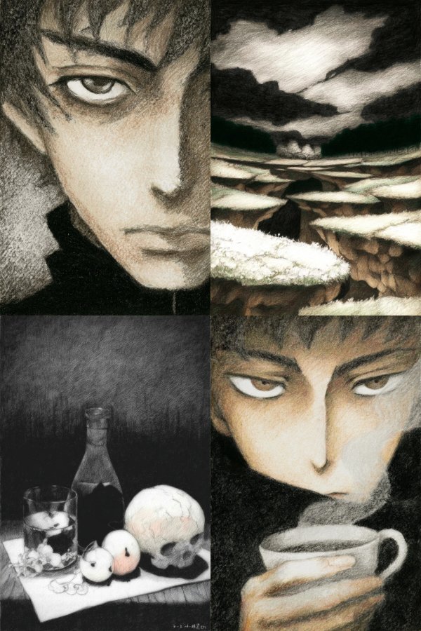 Somber Charcoal Gaze