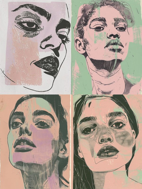 Abstract Pastel Ink Portrait